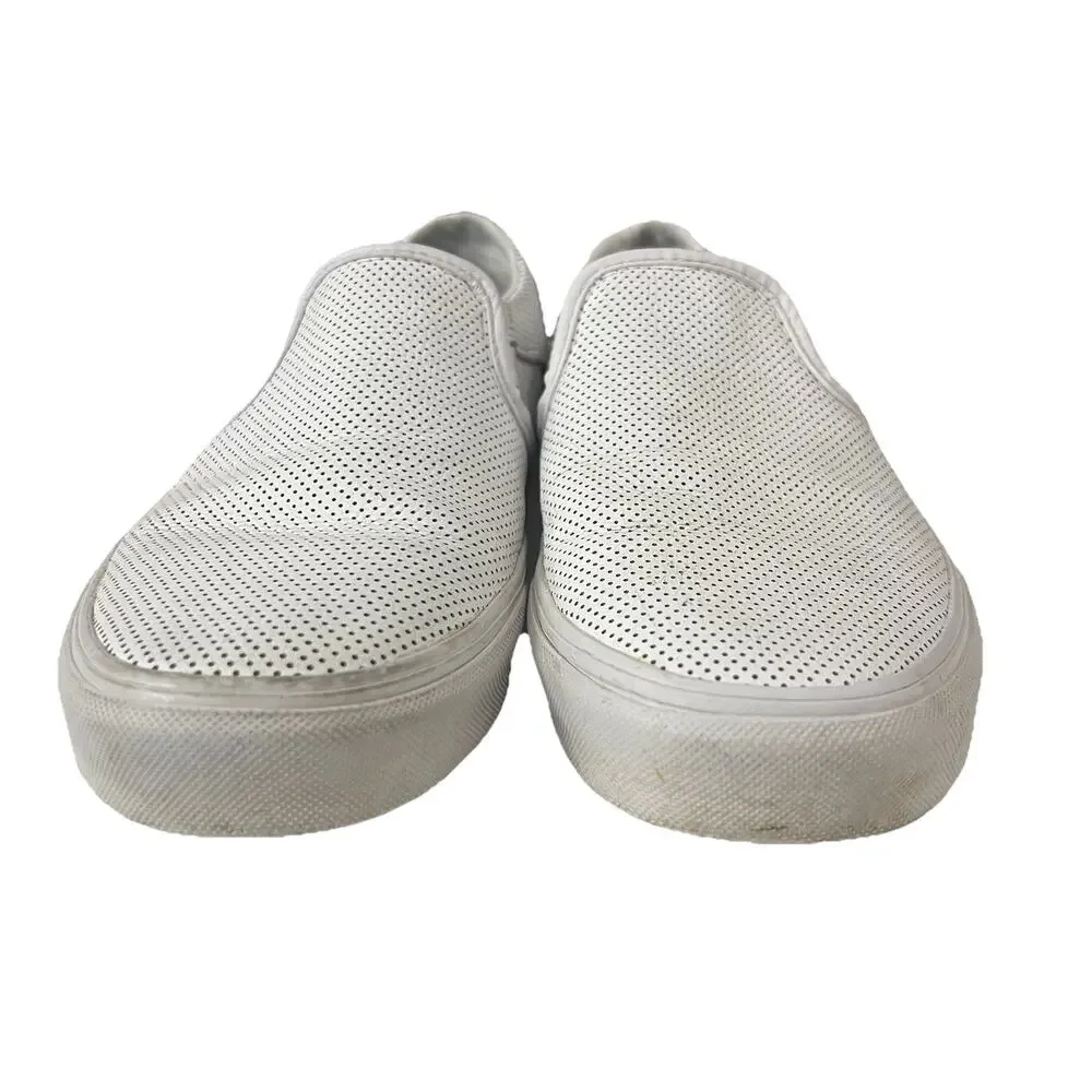 Vans Asher Slip-On Womens Size 9 White Athletic Leather Skate Shoes Sneakers